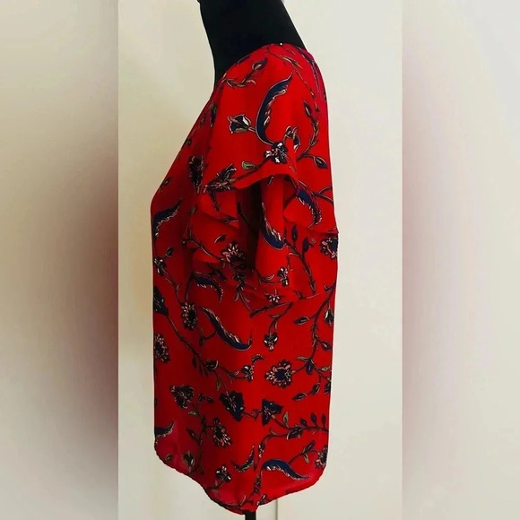 Anthropologie W5 Women’s Red/Blue Flutter Sleeve Blouse - Size L - Picture 3 of 4